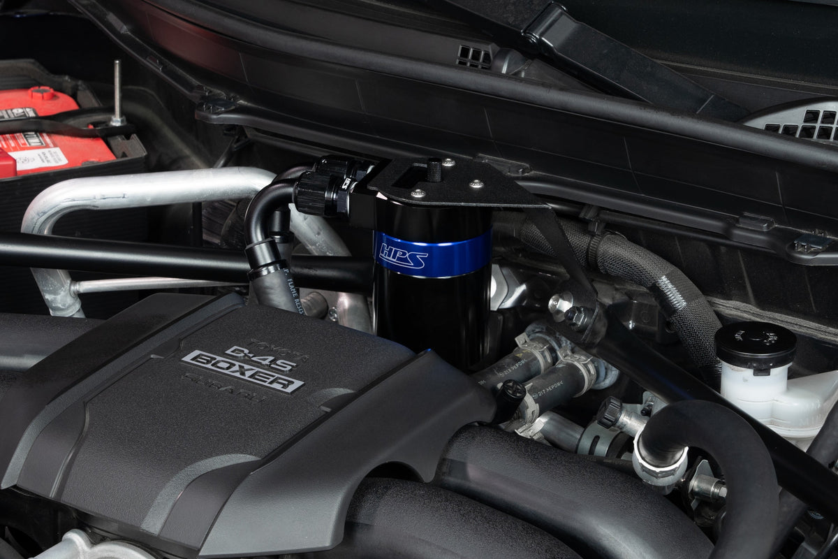 HPS-860-026BL HPS Black/Blue Catch Can+Mount Bracket For GEN2 22+ Subaru BRZ/Toyota GR86 FA24D