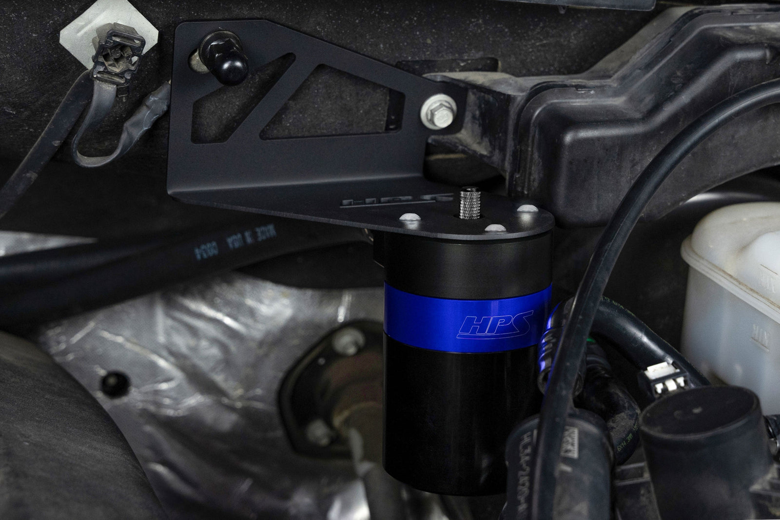 HPS-860-028BL HPS Blue 147ML Oil Catch Can Mount Bracket For 15-20 Ford F-150 2.7L 3.5L V6