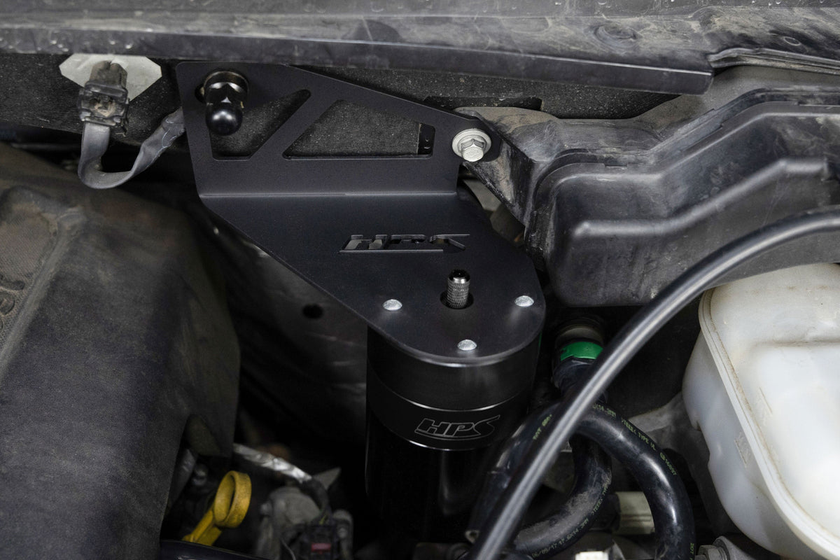 HPS-860-028WB HPS Black 147ML Oil Catch Can Mount Bracket For 15-20 Ford F-150 2.7L 3.5L V6