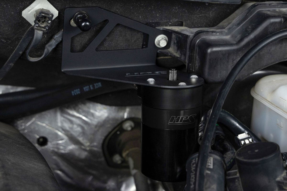 HPS-860-028WB HPS Black 147ML Oil Catch Can Mount Bracket For 15-20 Ford F-150 2.7L 3.5L V6