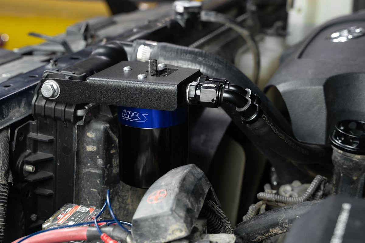HPS-860-033BL HPS Blue Oil Catch Can Mount Bracket For 08-22 Sequoia 07-21 Tundra 4.6L 5.7L