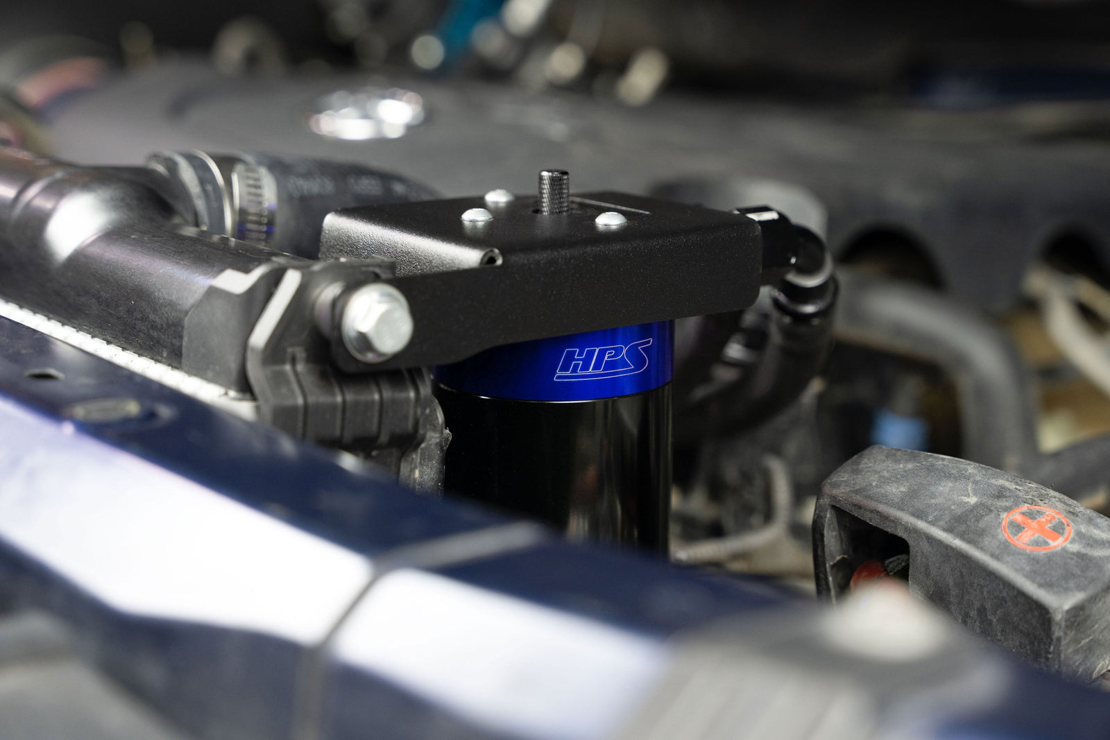 HPS-860-033BL HPS Blue Oil Catch Can Mount Bracket For 08-22 Sequoia 07-21 Tundra 4.6L 5.7L