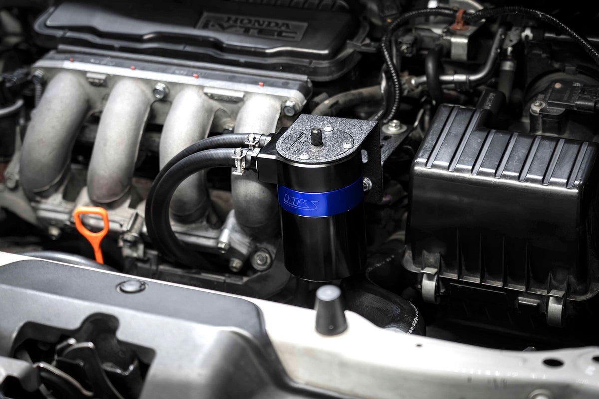 HPS-861-501BL HPS Blue 147ML Universal Aluminum Oil Catch Can Tank Kit Fit 3/8" Barb Adapter