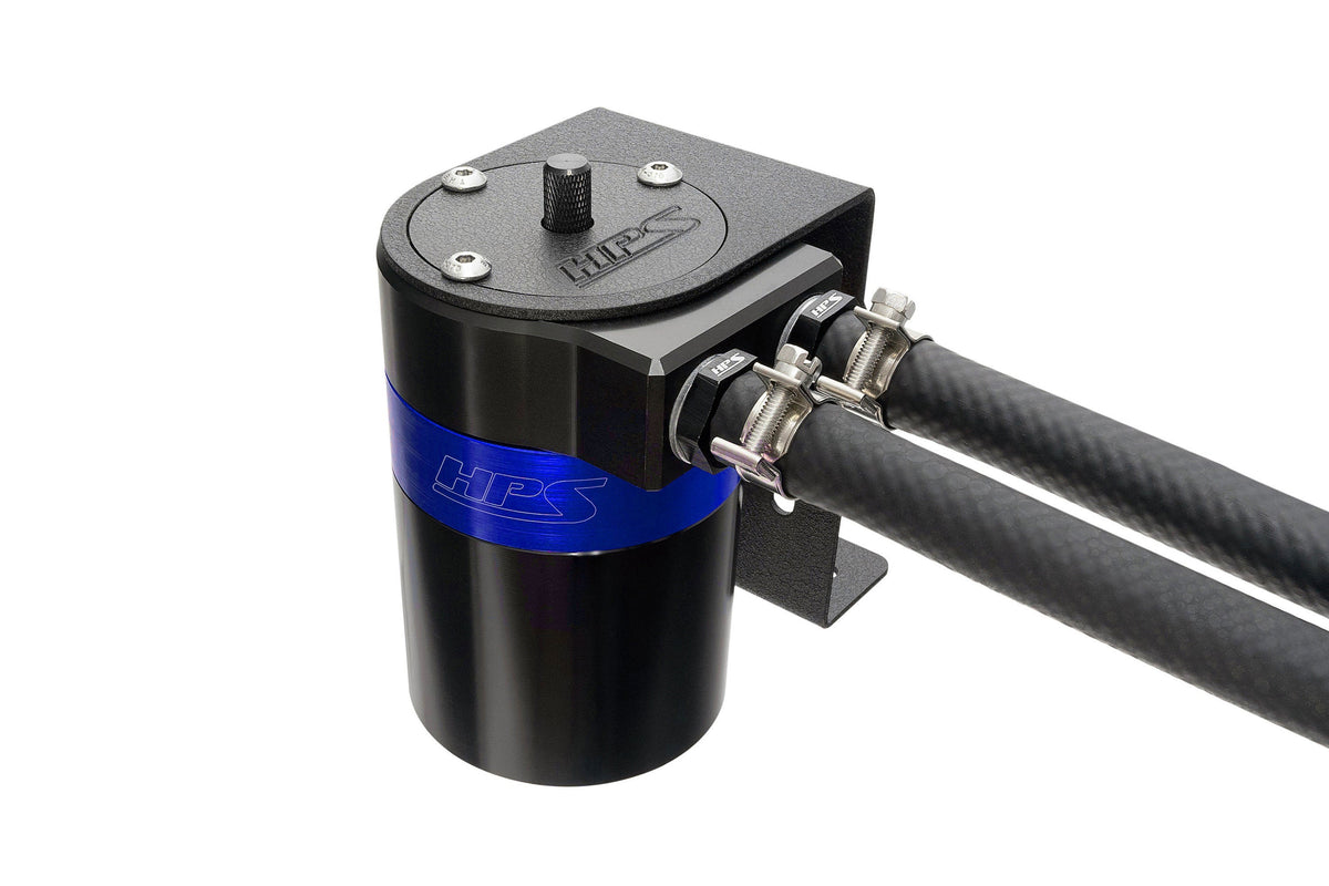 HPS-861-501BL HPS Blue 147ML Universal Aluminum Oil Catch Can Tank Kit Fit 3/8" Barb Adapter