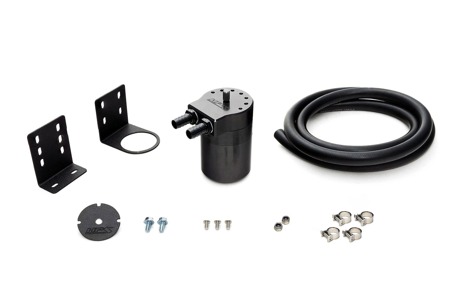 HPS-861-501WB HPS Red 147ML Universal Aluminum Oil Catch Can Tank Kit Fit to 3/8" Barb Adapter