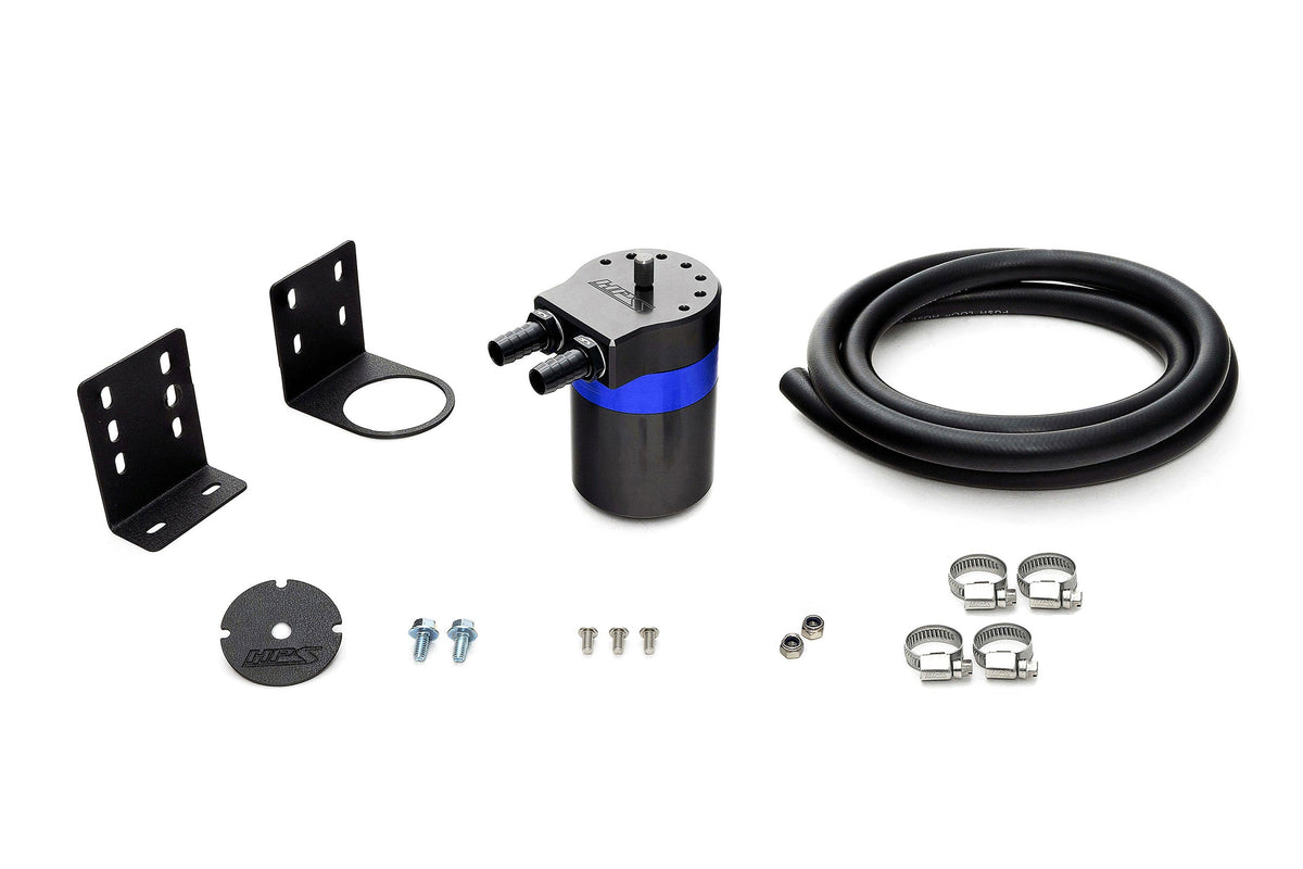 HPS-861-502BL HPS Blue 147ML Universal Aluminum Oil Catch Can Tank Kit Fit 1/2" Barb Adapter