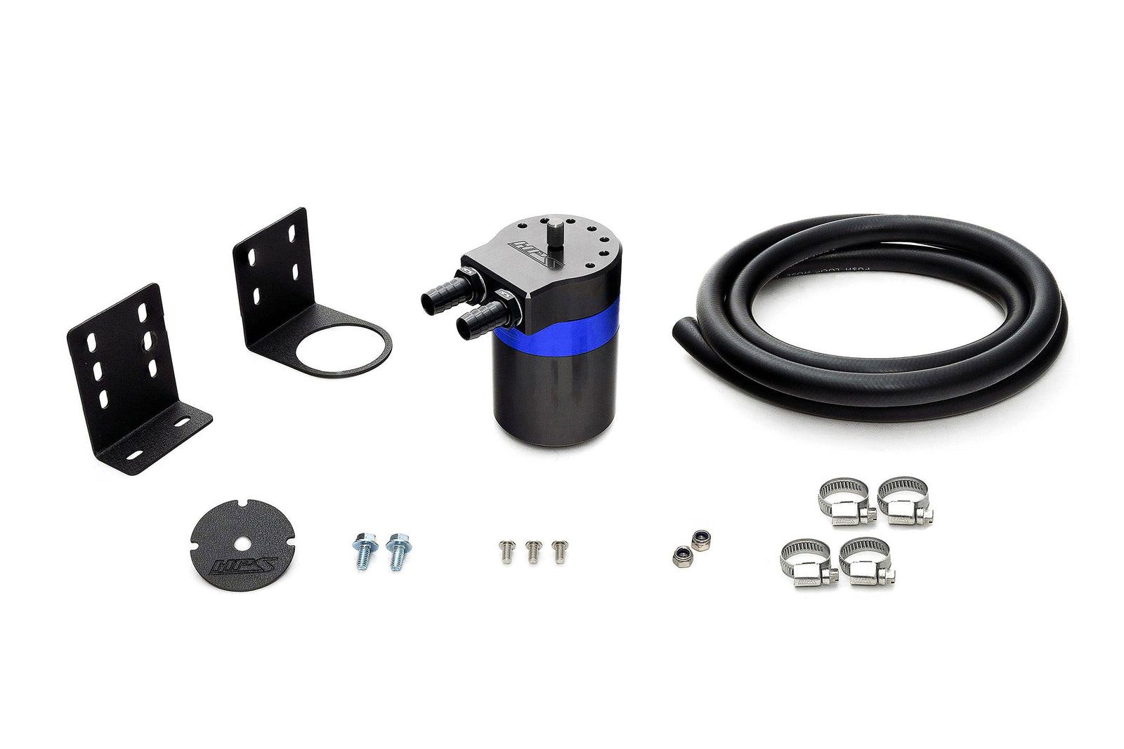 HPS-861-502BL HPS Blue 147ML Universal Aluminum Oil Catch Can Tank Kit Fit 1/2" Barb Adapter