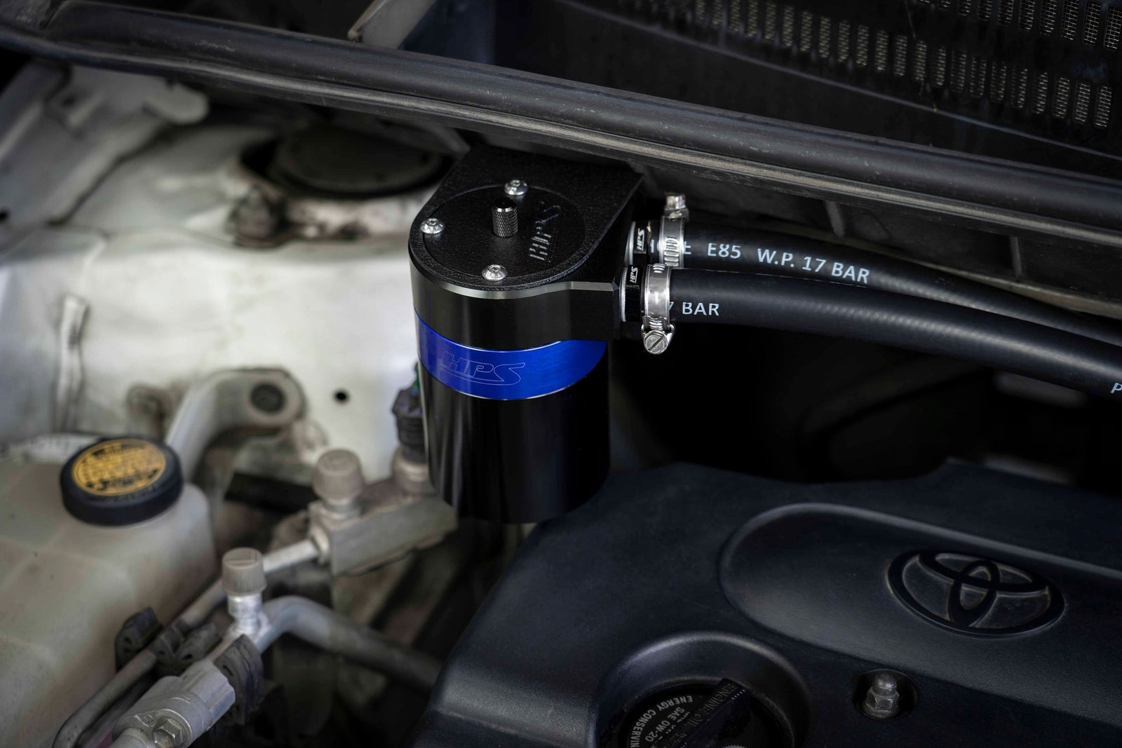 HPS-861-503BL HPS Blue 147ML Universal Aluminum Oil Catch Can Tank Kit Fit 5/8" Barb Adapter