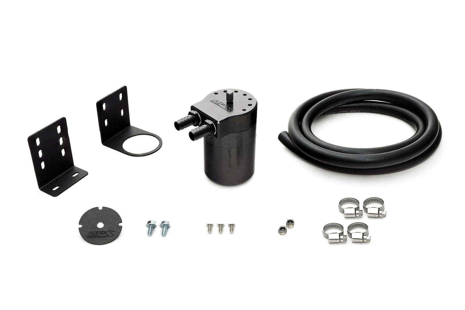 HPS-861-503WB HPS Black 147ML Universal Aluminum Oil Catch Can Tank Kit Fit 5/8" Barb Adapter