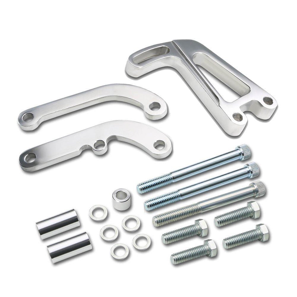 Polished Aluminum SB For Chevy LWP Power Steering