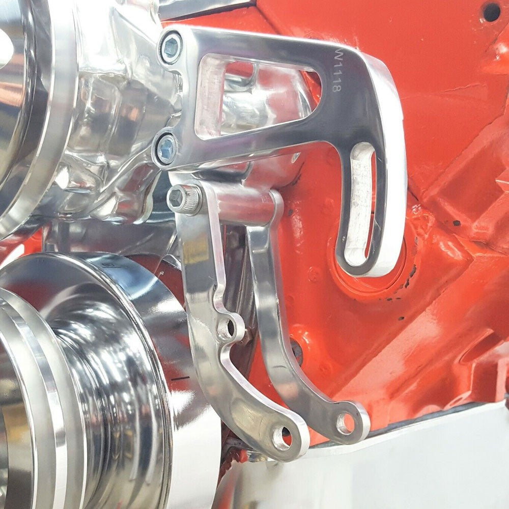 Aluminum Power Steering Bracket For SBC Small Block Long Water Pump BFC-ALTBRK-02