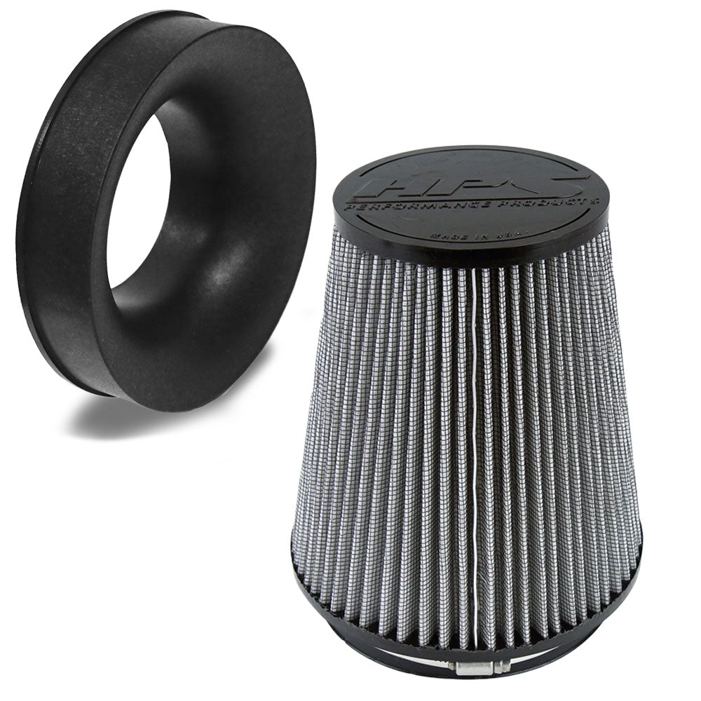 HPS 6" Universal Round Intake Air Filter 9" Length HPS-4304 + Velocity Stack
