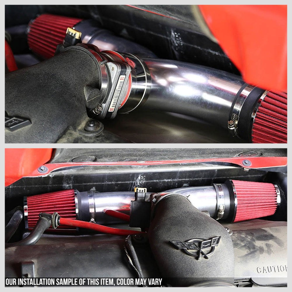 Dual Shortram Air Intake Polish Pipe+Red Filter for Dodge 00-09 Dakota/Durango