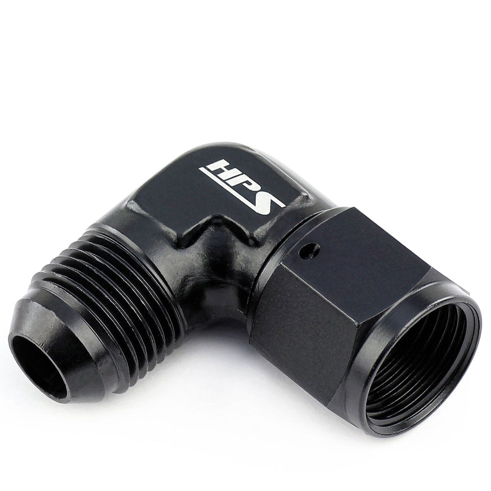 HPS-AN9211-3 HPS AN Male to Female Swivel Adapter Fitting [90 Degree] [AN -3] Aluminum Black