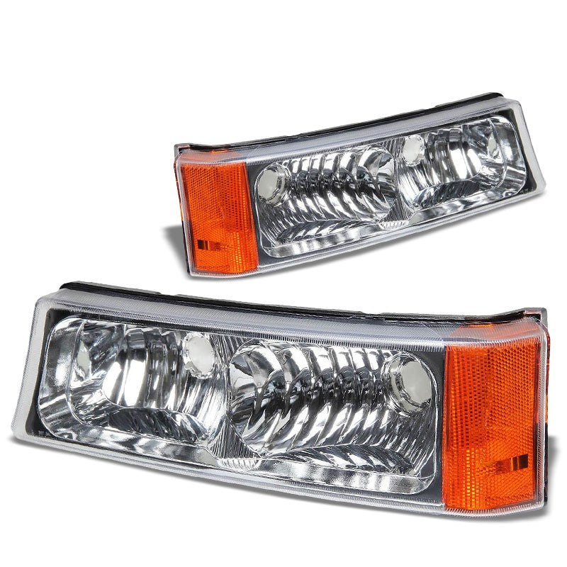 Turn Signal Bumper Light Chrome/Clear Lens/Amber For 03-07 Silverado/Avalanche