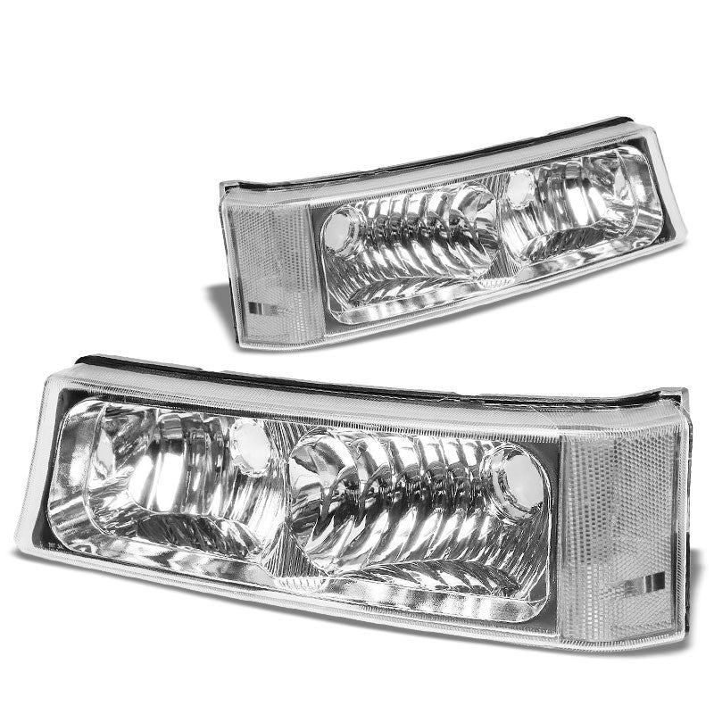 Turn Signal Bumper Light Chrome/Clear Lens/Corner For 03-07 Silverado/Avalanche