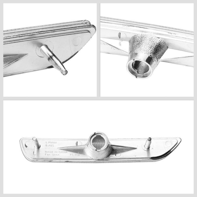 Bolt-On Turn Signal Bumper Light Chrome Housing/Clear For 10-14 Ford Mustang