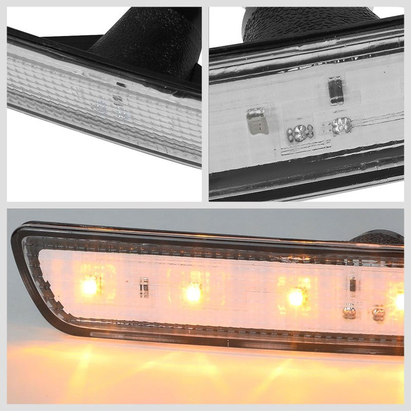 Bolt-On LED Turn Signal Bumper Light Chrome/Clear Lens For 10-14 Ford Mustang