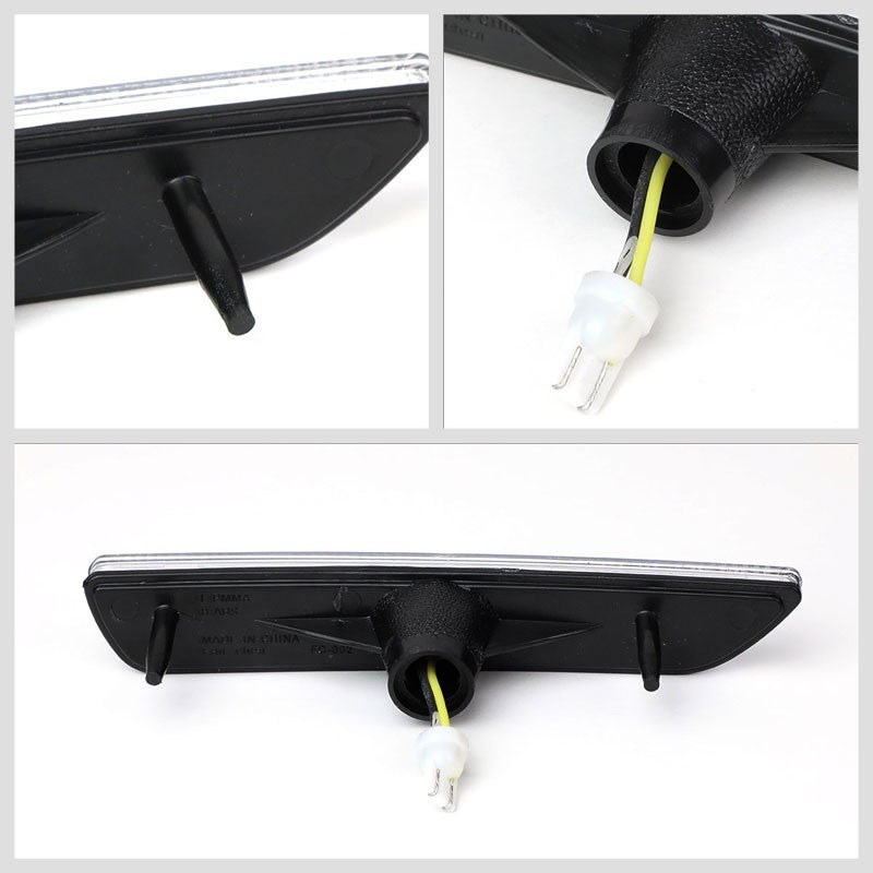 Bolt-On LED Turn Signal Bumper Light Chrome/Clear Lens For 10-14 Ford Mustang