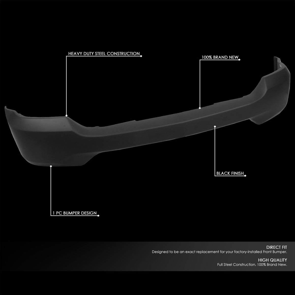 Black Front Bumper Face Bar [W/O Sensor/Fog Hole] For 16-19 Silverado 1500/LD