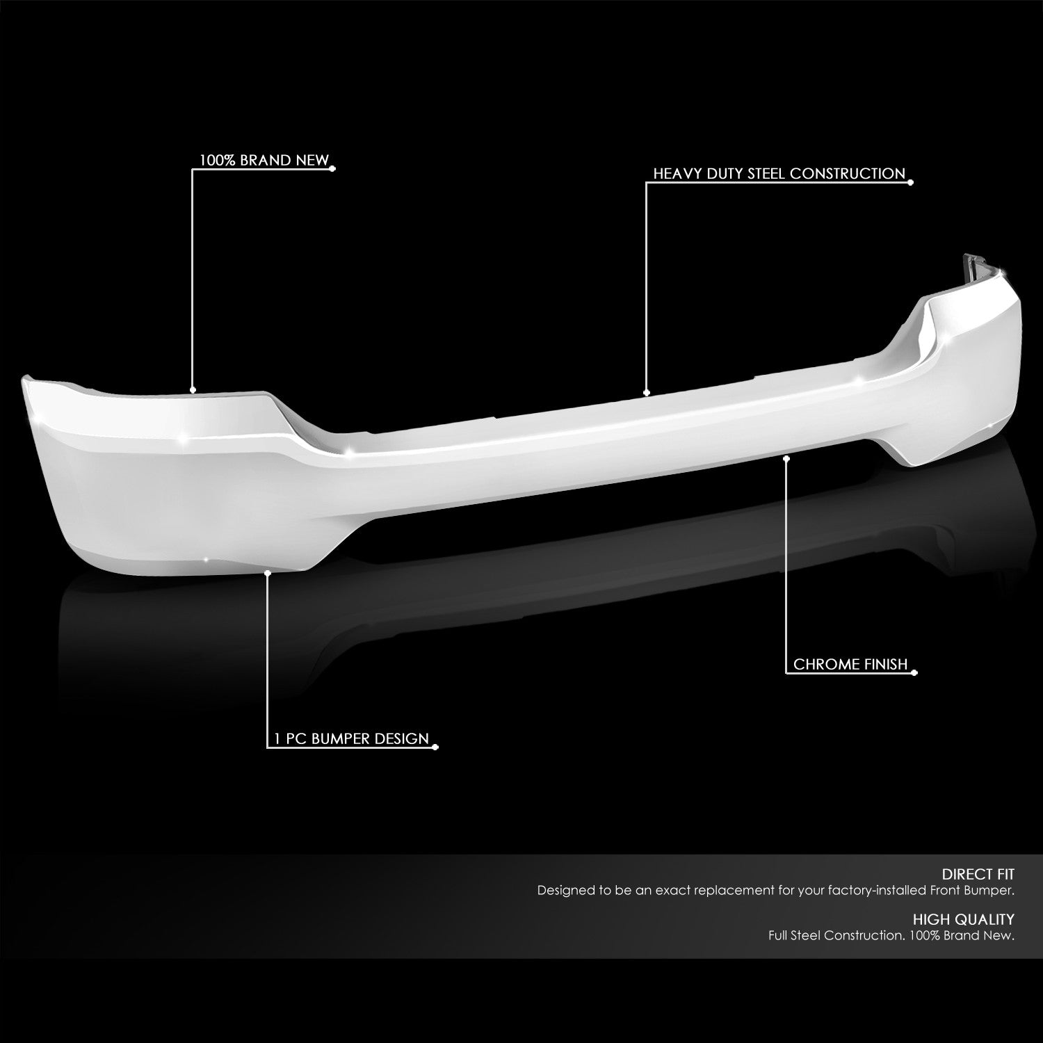 Chrome Front Bumper Face Bar [W/O Sensor/Fog Hole] For 16-19 Silverado 1500/LD