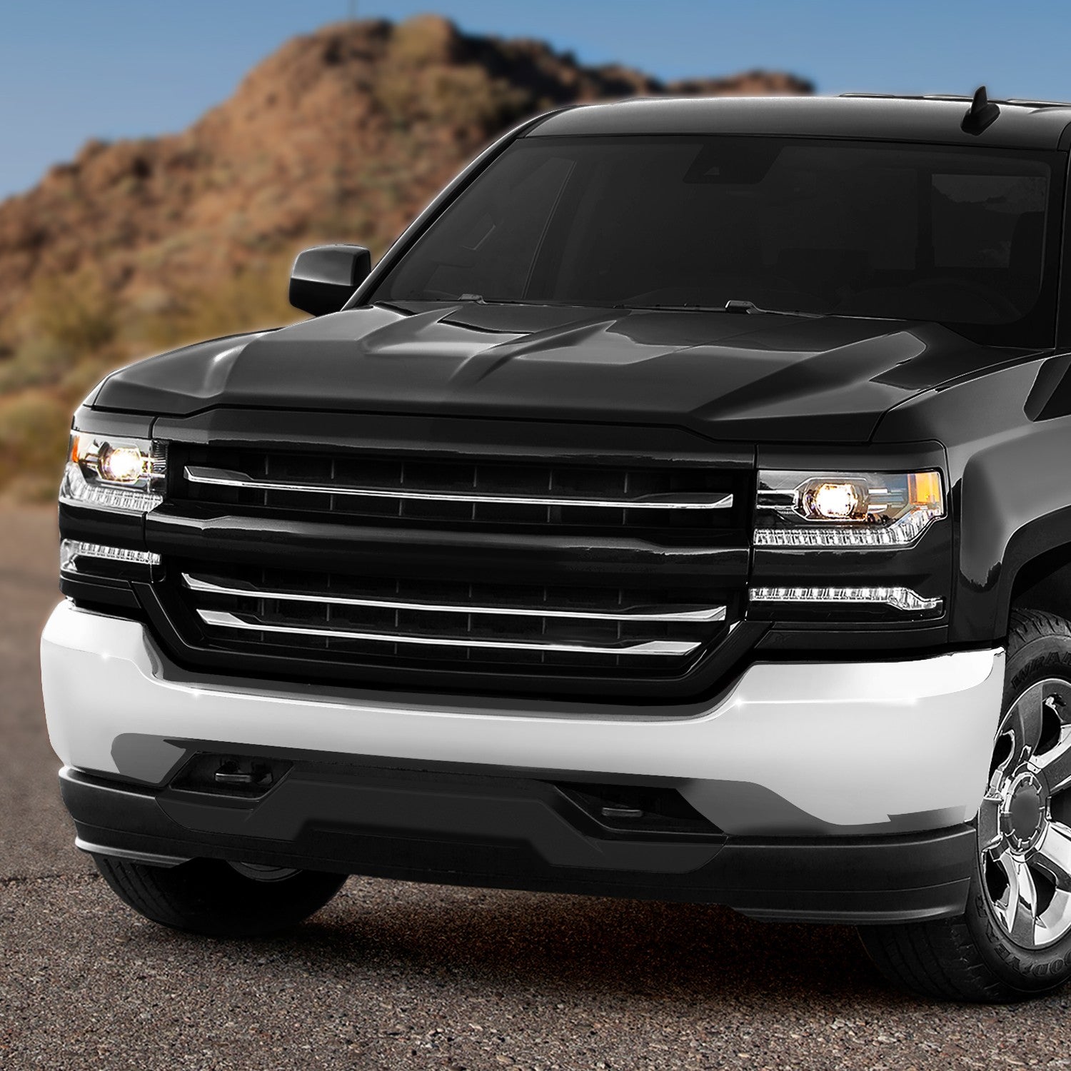 Chrome Front Bumper Face Bar [W/O Sensor/Fog Hole] For 16-19 Silverado 1500/LD