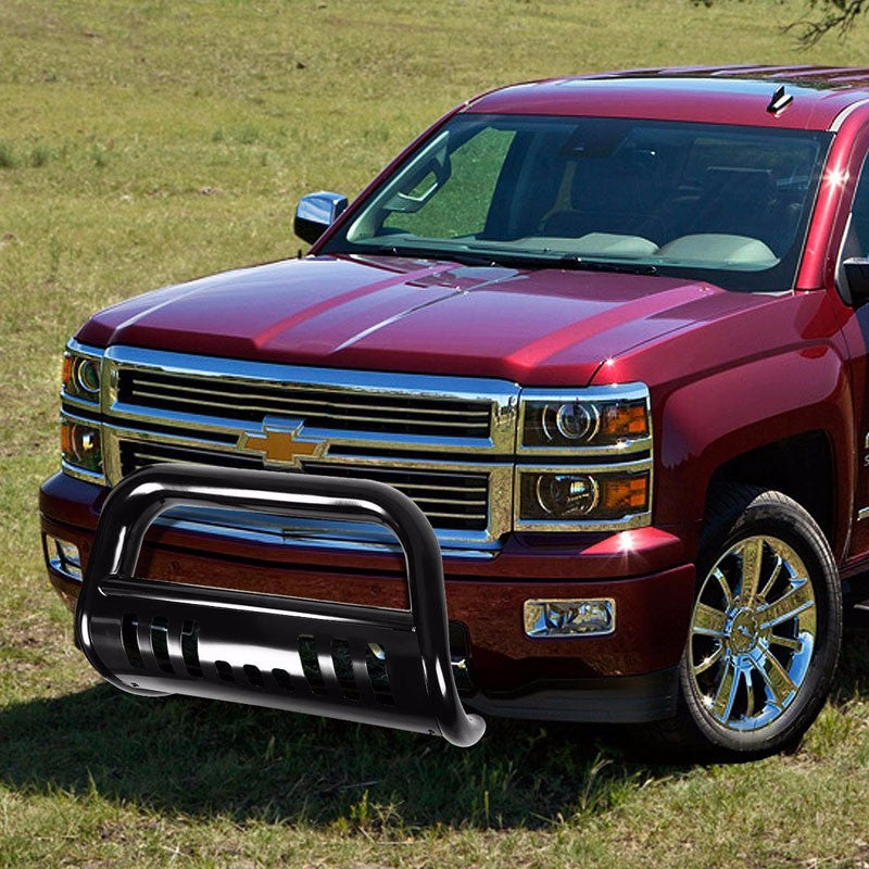 Black Bull Bar Bumper Grille Guard Skid Plate For Chevy 07-13 Silverado 1500