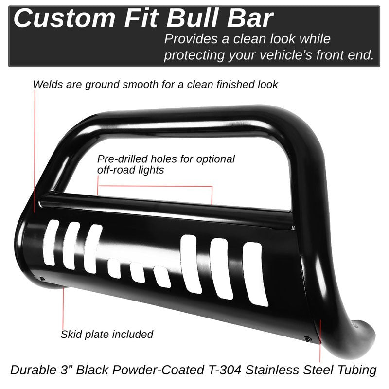 Black Bull Bar Bumper Grille Guard Skid Plate For 15-17 Chevrolet Colorado