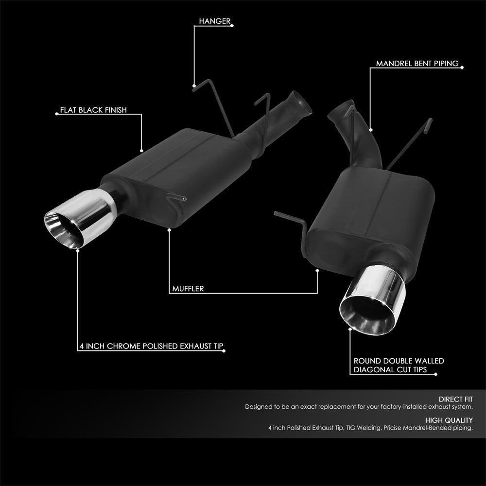 3.75" Mufflers Rolled Tip Axleback Exhaust Kit For 13-14 Mustang 5.0L