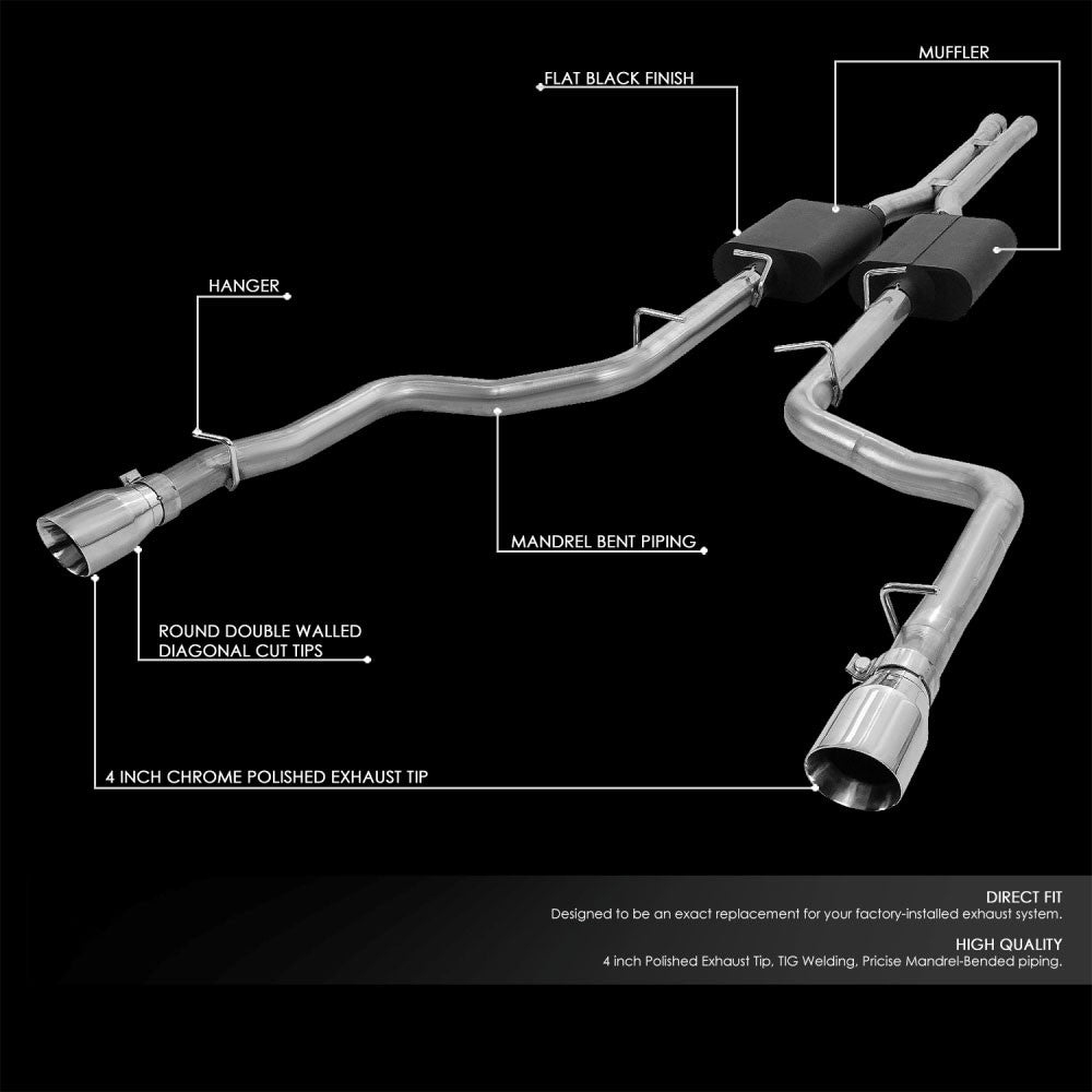 4" Muffler Rolled Tip Axleback Exhaust Kit For 06-10 Charger/05-08 Magnum 5.7 V8
