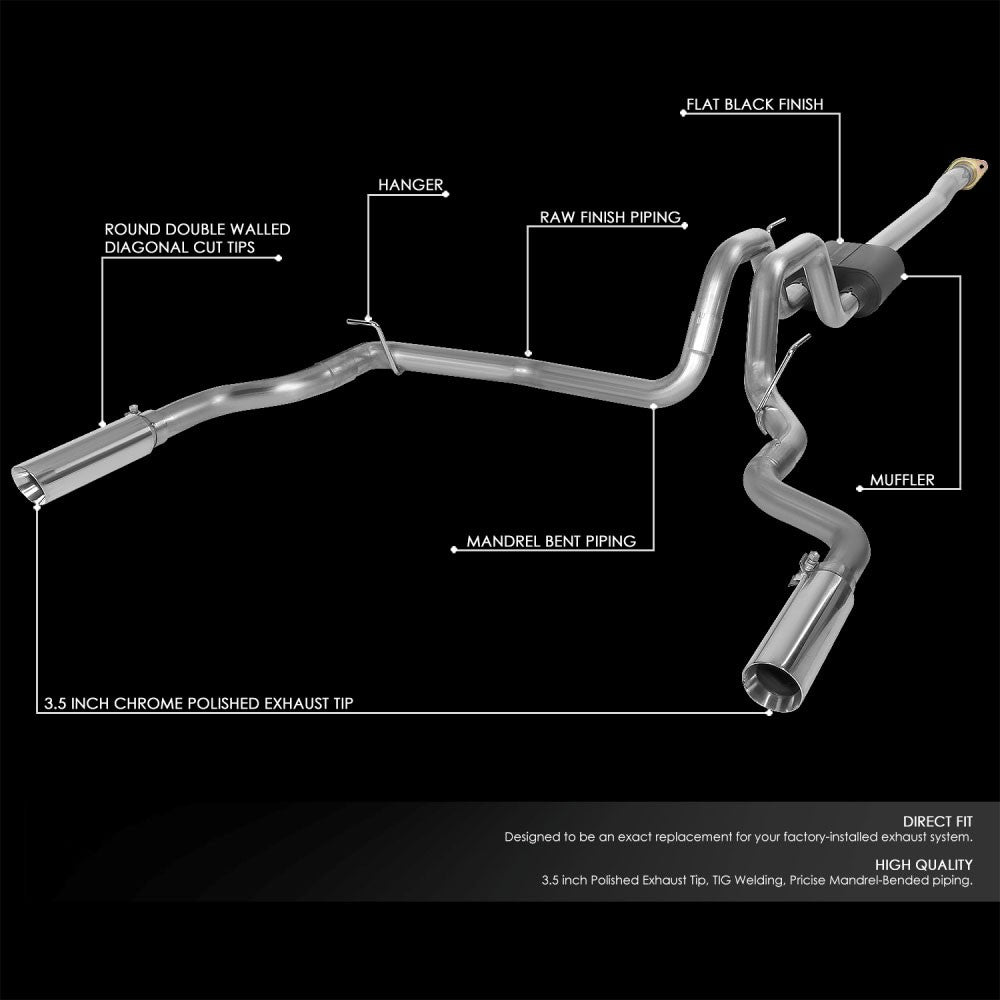 3.5" Mufflers Rolled Tip Axleback Exhaust Kit For 15-20 F-150 2.7/3.5/5.0L P552