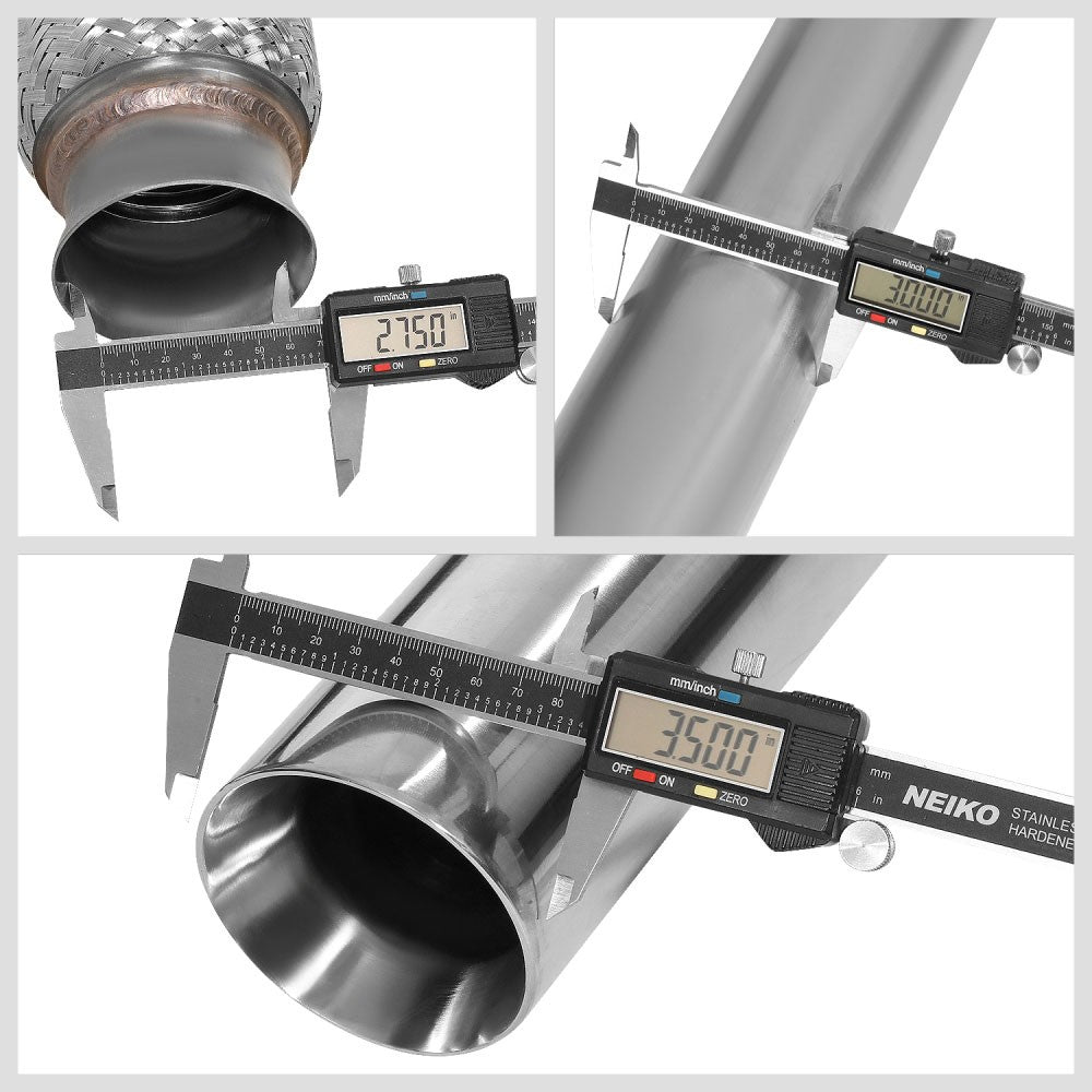 3.5" Rolled Tip Axleback Exhaust Kit For 14-19 Silverado Sierra 1500 4.3 5.3