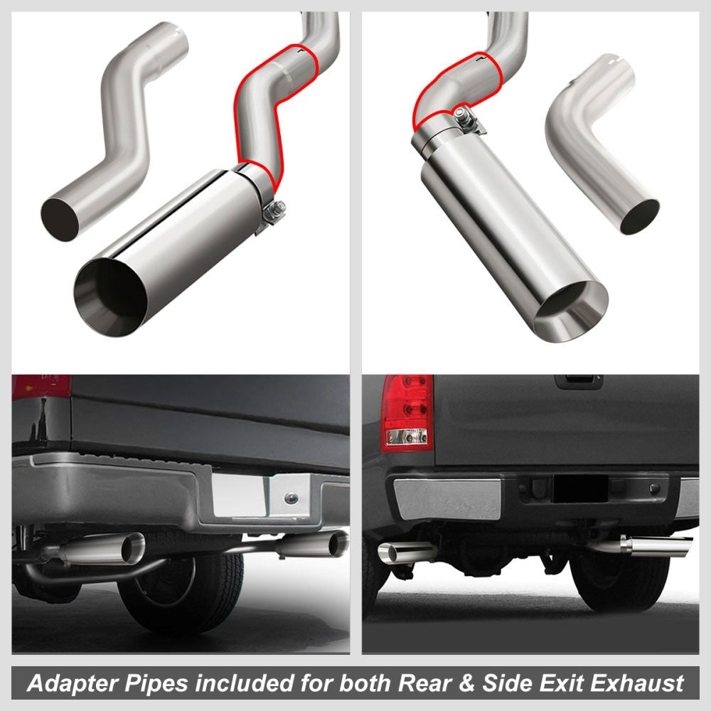 3.5" Rolled Tip Axleback Exhaust Kit For 14-19 Silverado Sierra 1500 4.3 5.3