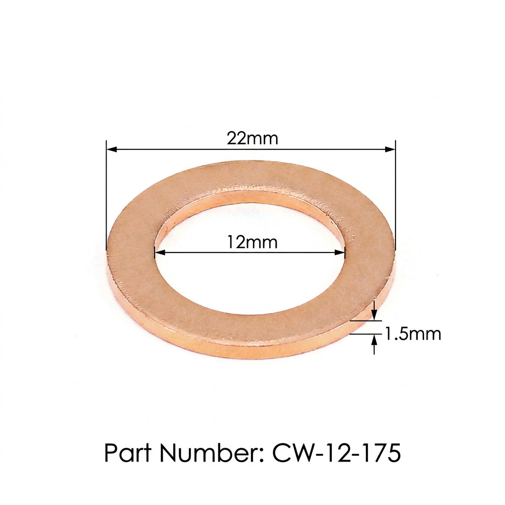 HPS-CW12-175-10X HPS 10X Replacement Copper Washer For HPS Magnetic Oil Drain Plug Bolt M12x1.75