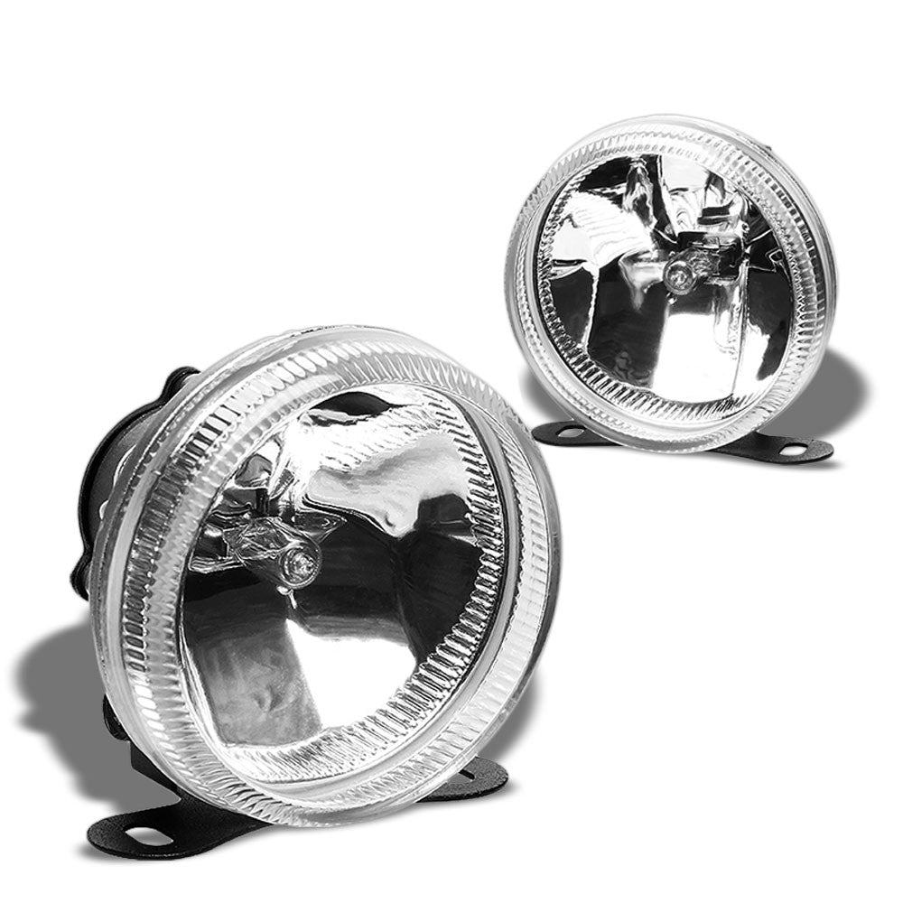 Chrome Housing Clear Lens Front Bumper Driving Round Fog Light/Lamp+Mount Kit