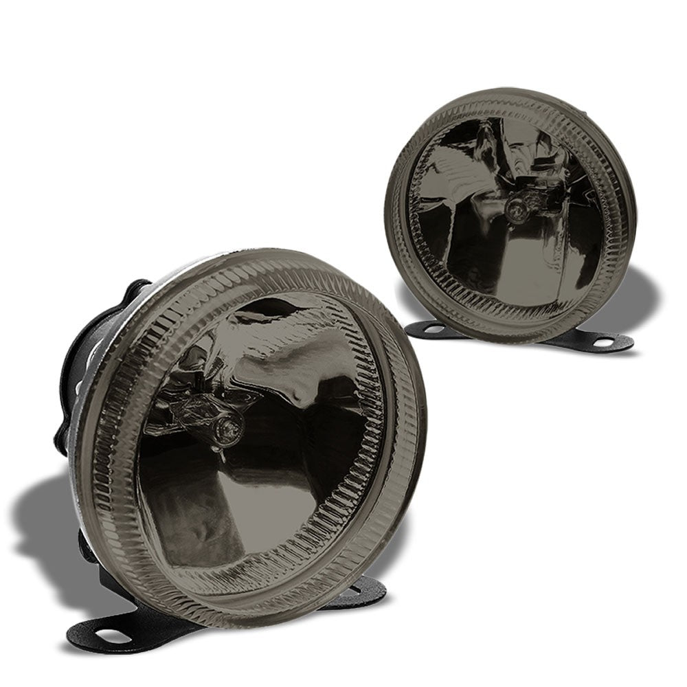 Chrome Housing Smoke Lens Front Bumper Driving Round Fog Light/Lamp+Mount Kit