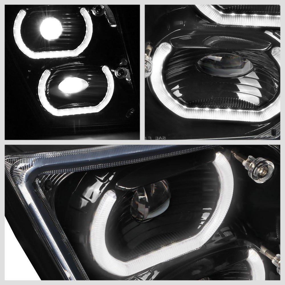 Black Housing LED Project Fog Light Lamp Dual Halo Ring DRL For 04-18 Volvo VN VNL Series