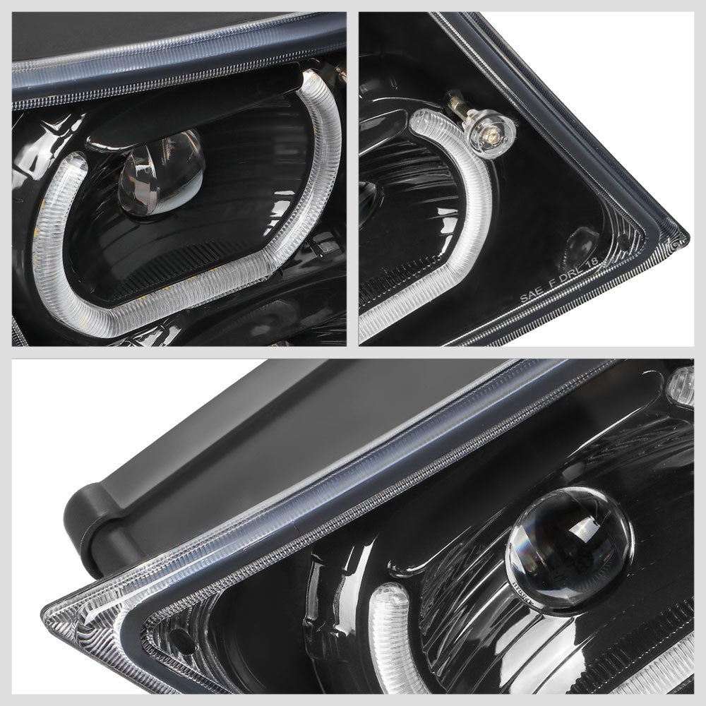 Black Housing LED Project Fog Light Lamp Dual Halo Ring DRL For 04-18 Volvo VN VNL Series