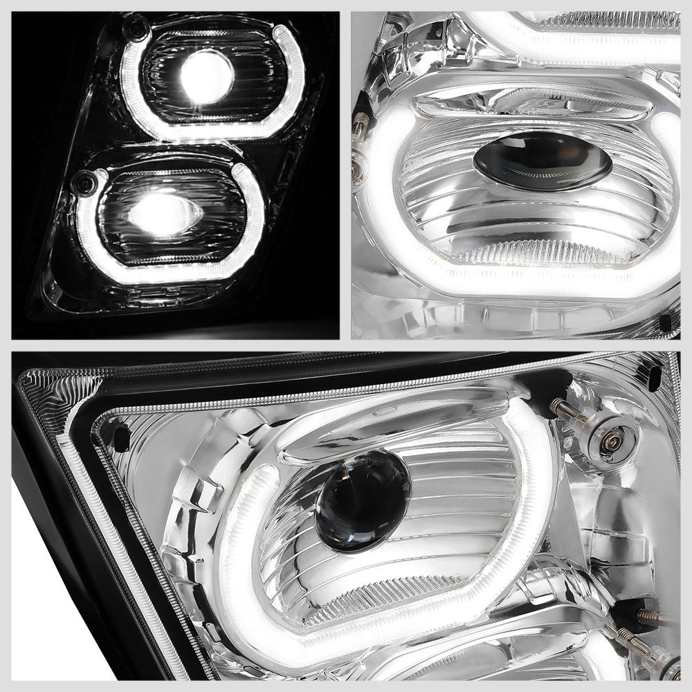 Chrome Housing LED Project Fog Light Lamp Dual Halo Ring DRL For 04-18 Volvo VN VNL Series