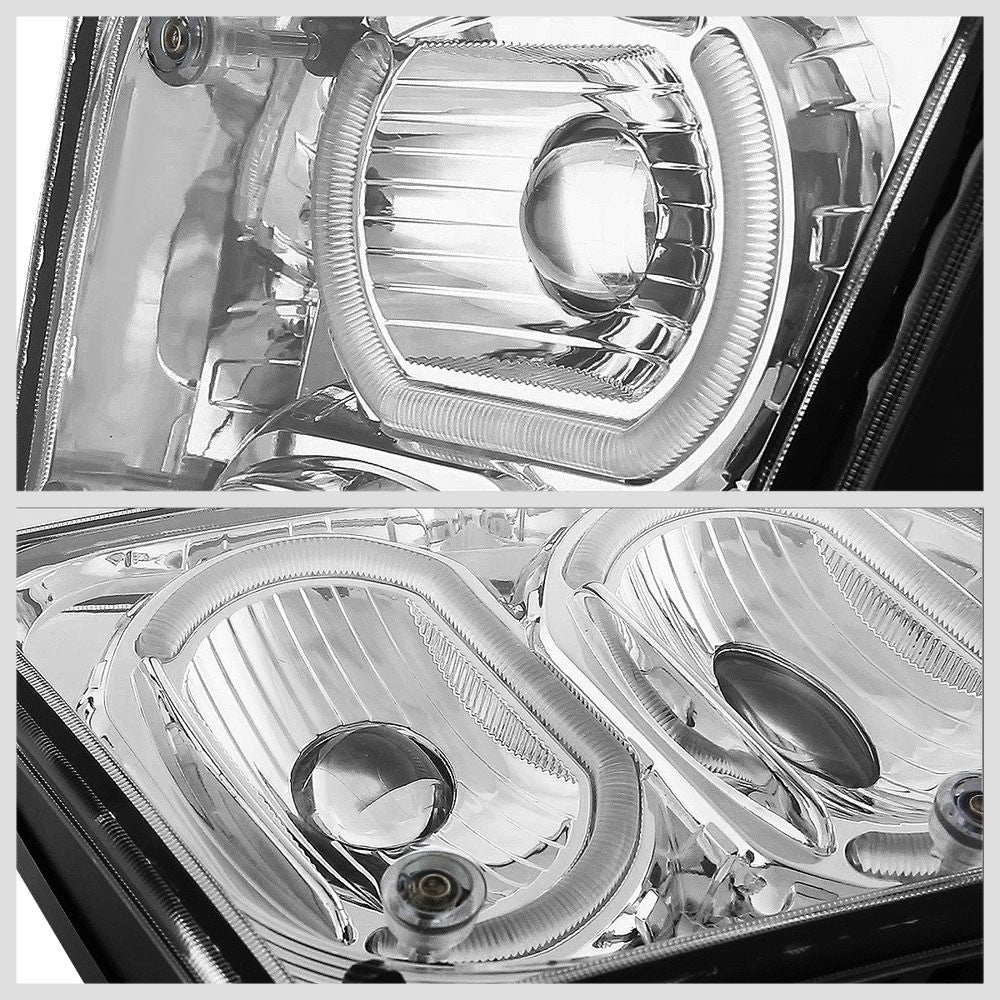 Chrome Housing LED Project Fog Light Lamp Dual Halo Ring DRL For 04-18 Volvo VN VNL Series