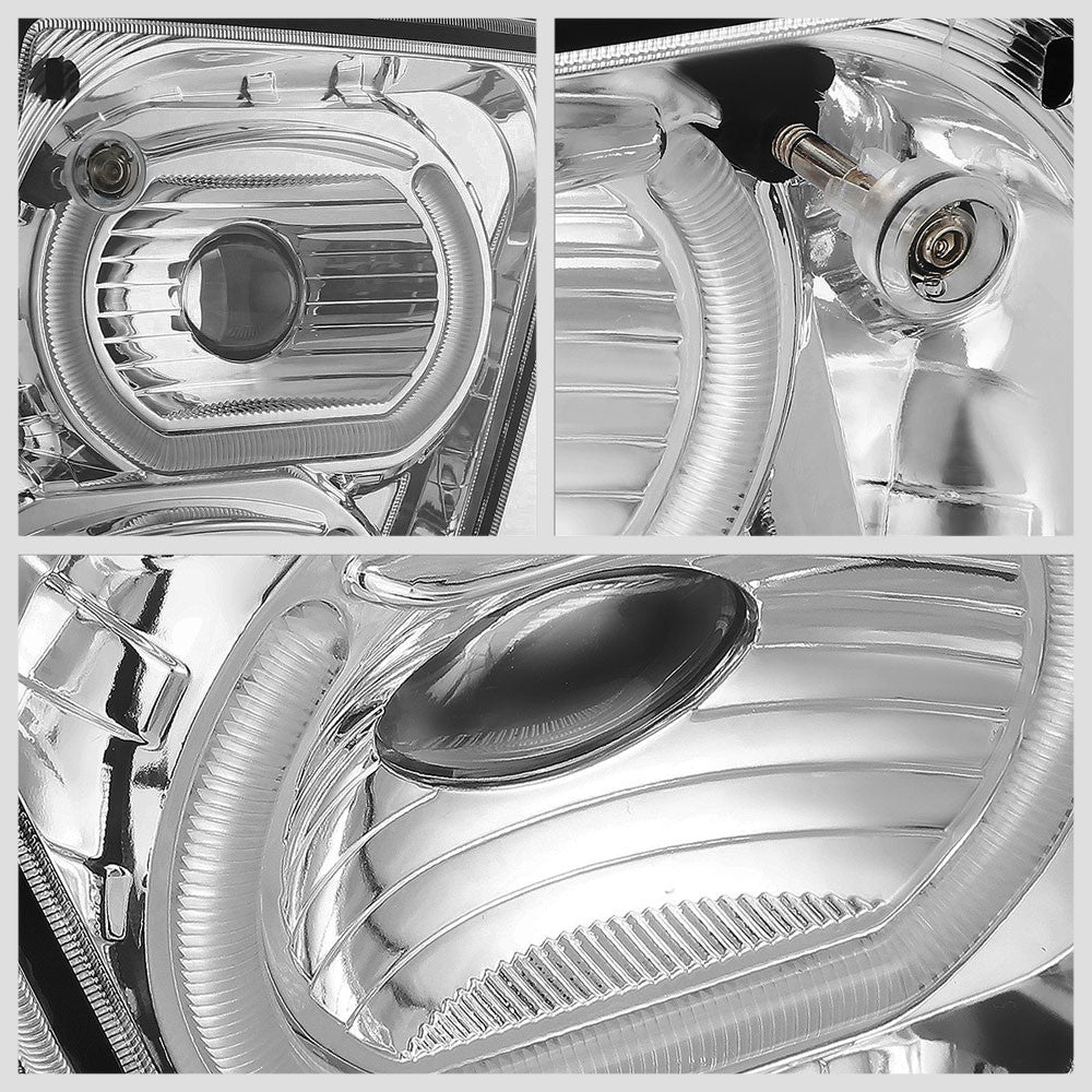 Chrome Housing LED Project Fog Light Lamp Dual Halo Ring DRL For 04-18 Volvo VN VNL Series