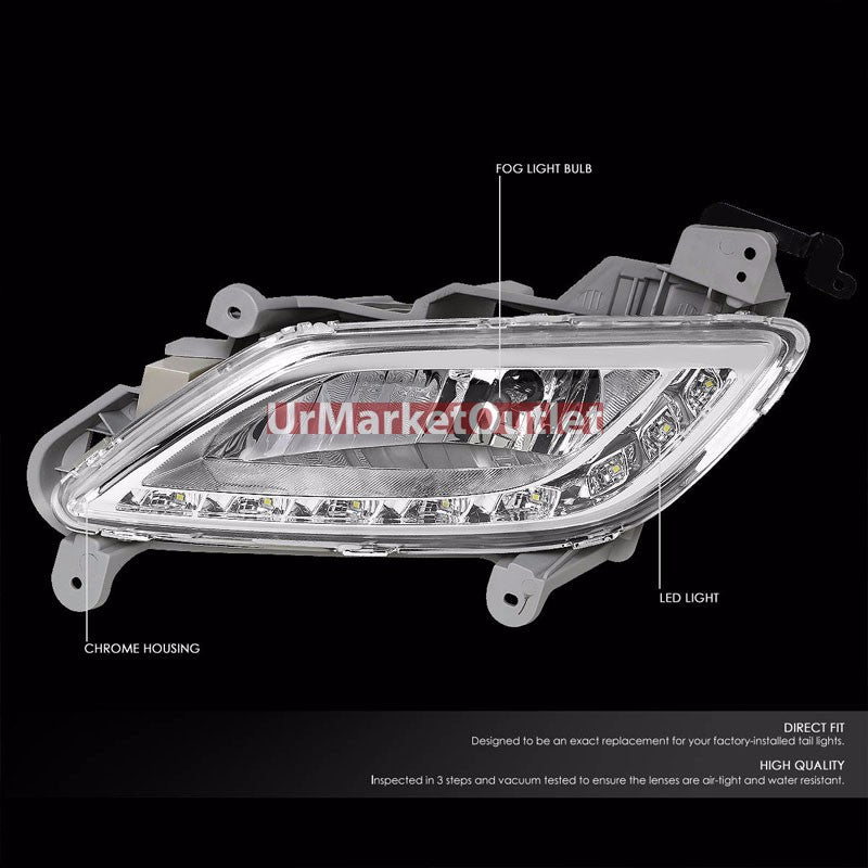 Clear Lens Chrome Housing LED Fog Light/Lamp Kit For Hyundai 12-16 Veloster DOHC