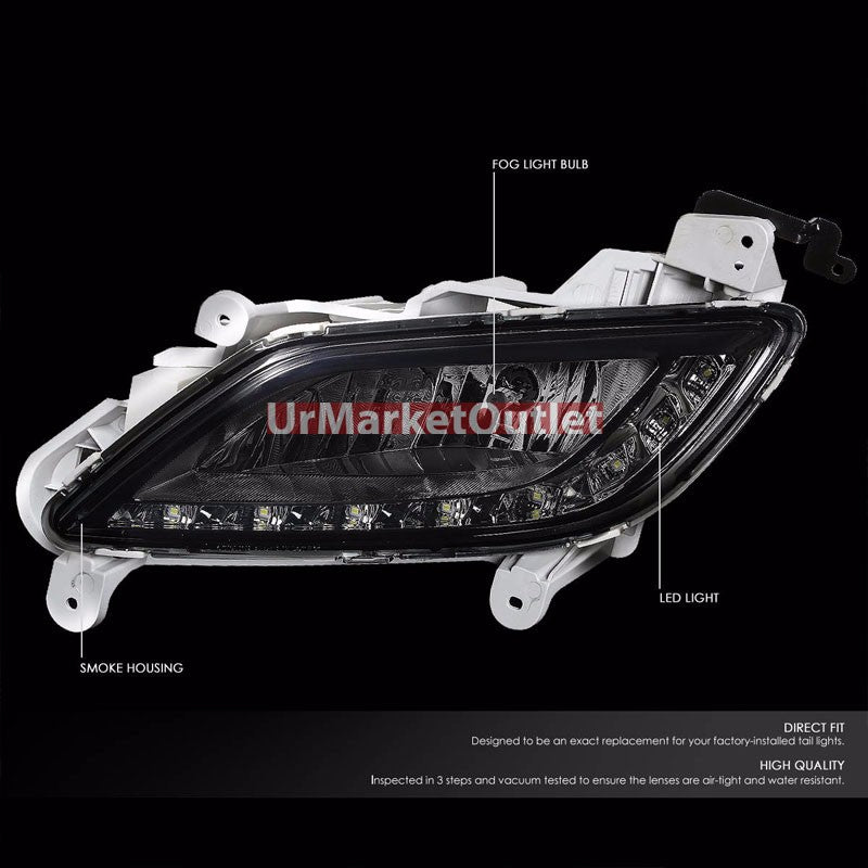 Smoke Lens Chrome Housing LED Fog Light/Lamp Kit For Hyundai 12-16 Veloster DOHC