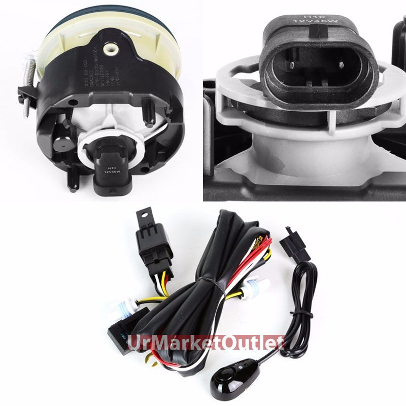 Clear Len Bumper Round Fog Light Lamp+Bulb+Switch For 05+ Chrysler/Dodge/Jeep