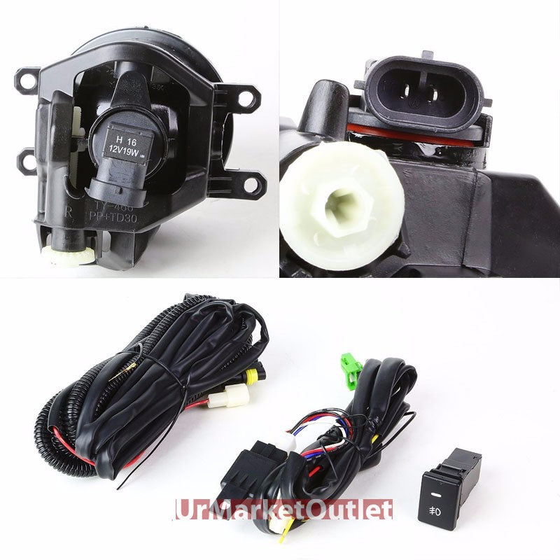 Smoke Lens Front Bumper Fog Light Lamp w/Bezel+Bulb+Switch For 16+ Rav4 XA40