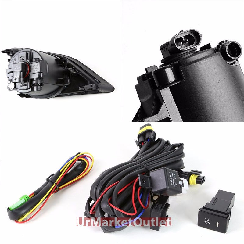 Amber Lens Fog Light Lamp Black Ring Bezel+Bulb+Switch For 09-10 Corolla E140