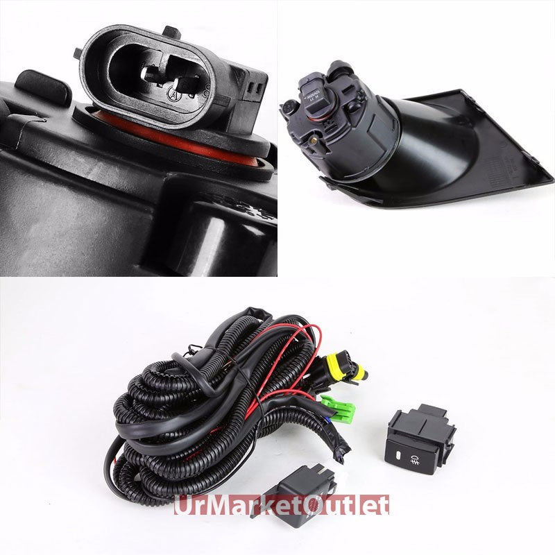 Clear Lens Front Bumper Fog Light Lamp+Bezel+Bulb+Switch For 07-11 Versa C11