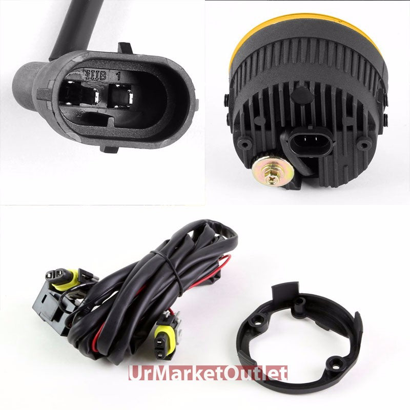 Yellow Amber LED Projector Replacement Bumper Round Fog Light Lamp+Bulb+Mount