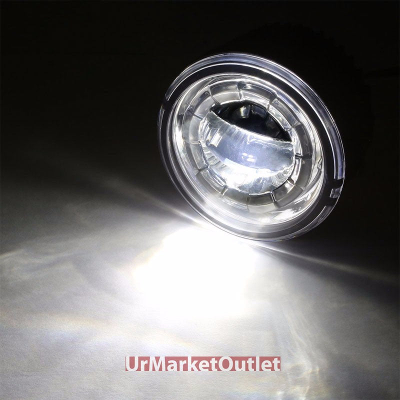 Clear Len LED Projector Front Replacement Bumper Round Fog Light Lamp+Bulb+Mount