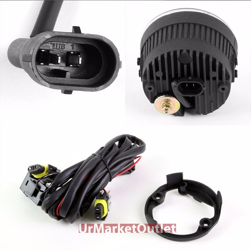 Clear Len LED Projector Front Replacement Bumper Round Fog Light Lamp+Bulb+Mount